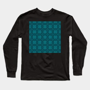 Tile Pattern, Ornate Check Print Long Sleeve T-Shirt